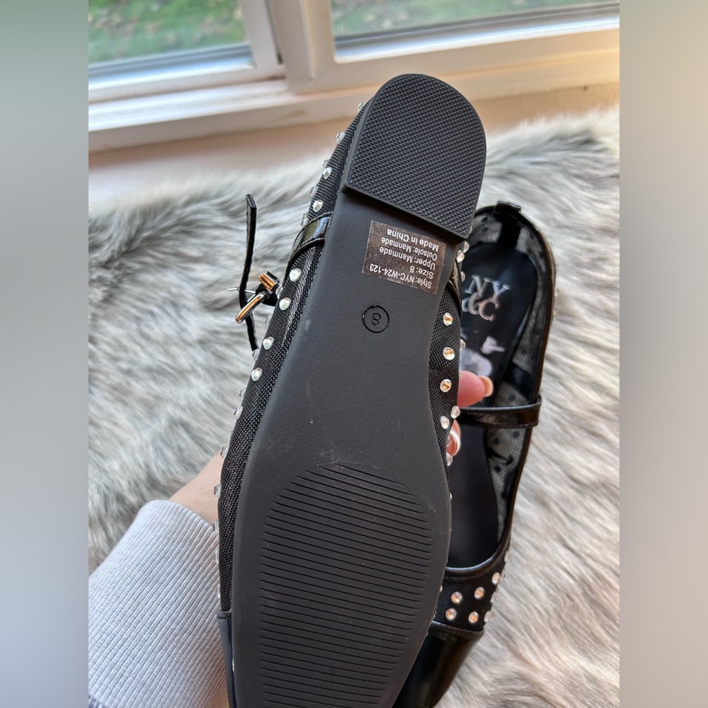 New York and company Stradivarius studded ballet shoes in black size 8 - Picture 8 of 10